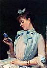 Raimundo De Madrazo Y Garreta Canvas Paintings - Portrait Of Aline Mason In Blue